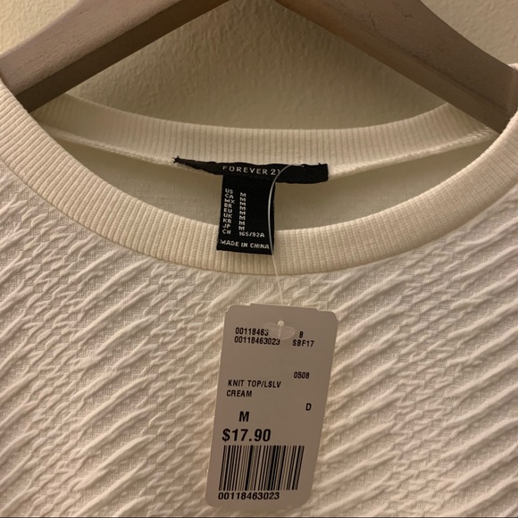 NEW Forever 21 Chevron cream crop sweater SIZE M NWT - Picture 6 of 10